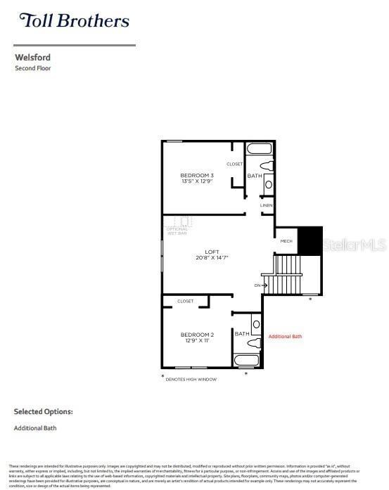 Second floor layout with upgrades