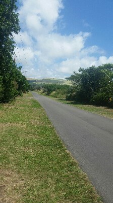 Ka'alualu Road is paved from Hwy to the end of Green Sands Subdivison