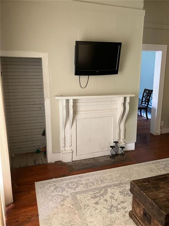 Details featuring wood burning fireplace
