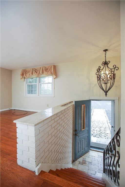 Coming up the stairs the living room/dining room i