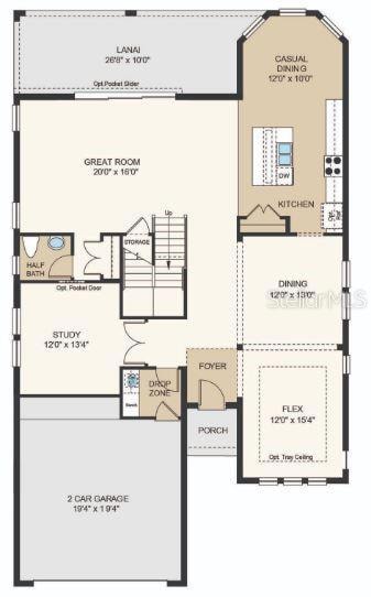 Structural options added include: Gourmet kitchen, downstairs bedroom and full bathroom, shower at downstairs bathroom, pocket sliding glass door, tray ceilings at primary suite, flex space, and game room, 8' interior doors, oak treads with painted risers at stairs, and outdoor kitchen rough-in.