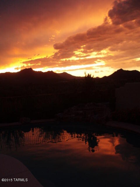 Sunset reflected in pool
