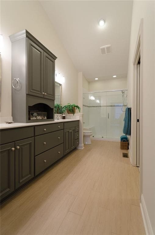 Spa like master bath with tiled shower.