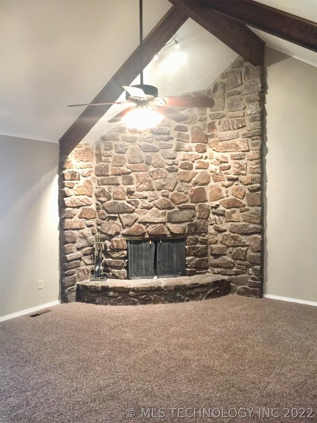 Great Wood burning Fireplace in this Family room