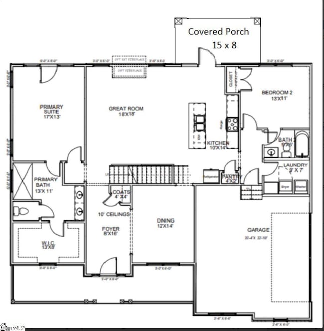 Hampton Floorplan- Level one.  To be built, spec h