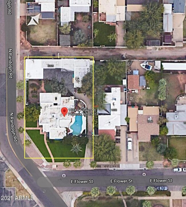 1334 E Flower St Aerial View