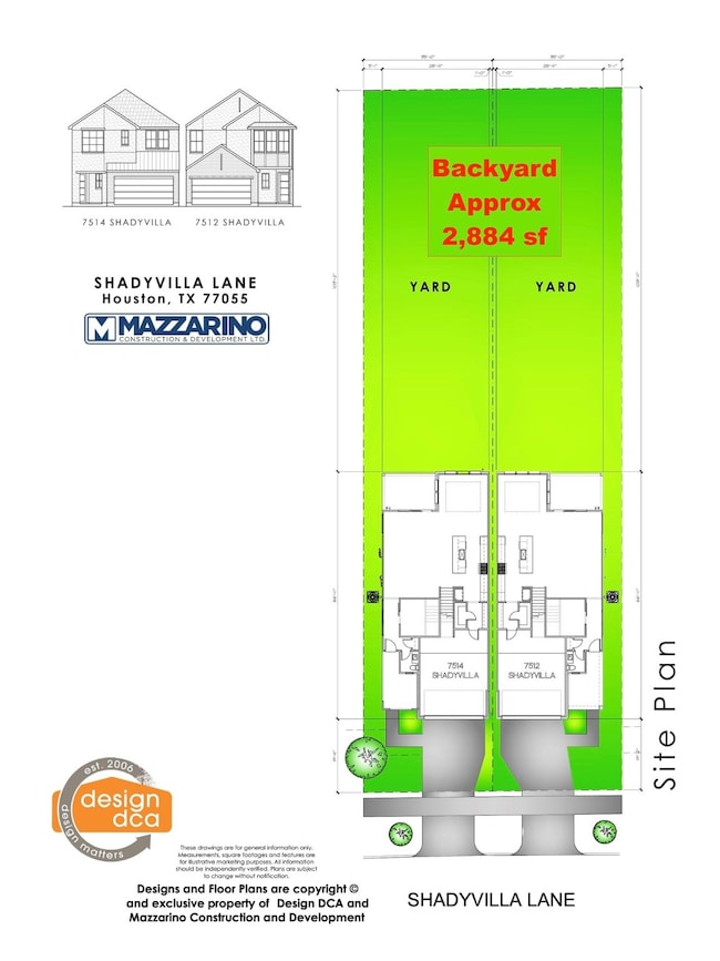 Please be aware that these plans are the property of the architect/builder designer that designed them not DUX Realty, Mazzarino Construction or 7514 SHADYVILLA LLC and are protected from reproduction and sharing under copyright law. These drawing are for general information only. Measurements, square footages and features are for illustrative marketing purposes. All information should be independently verified. Plans are subject to change without notification.