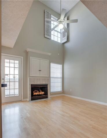 Cozy 2 story great room with fireplace