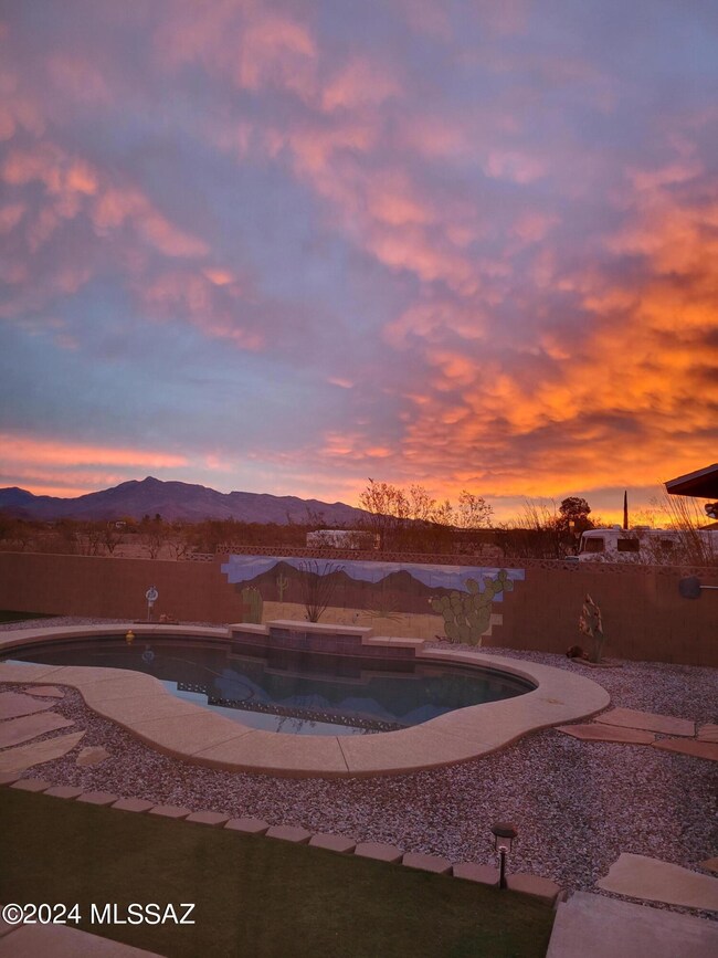Sunrise over the pool