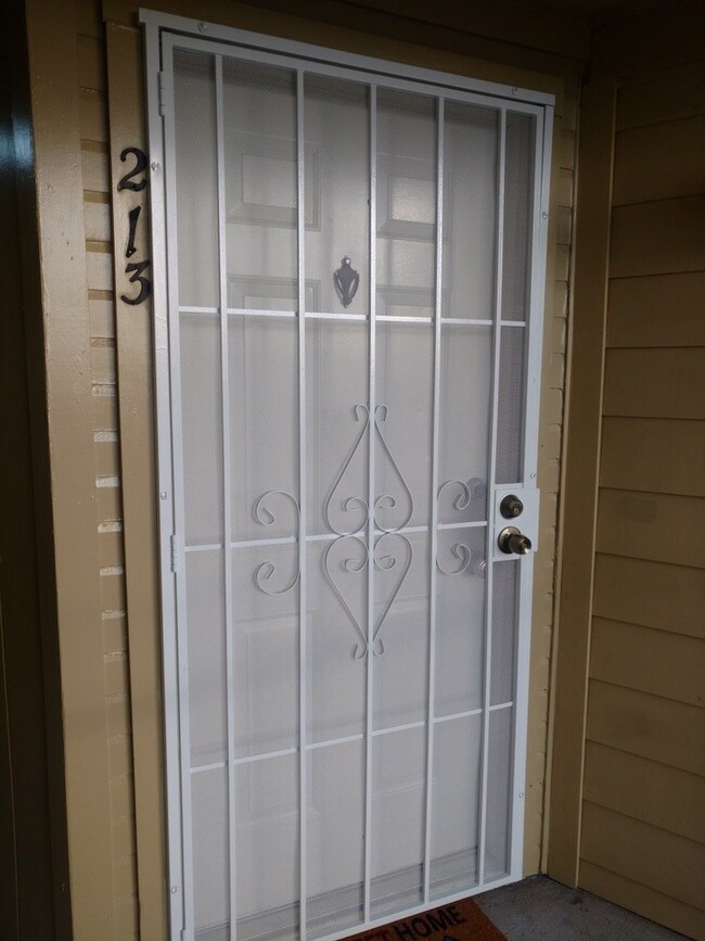 Front entry with safety gate.