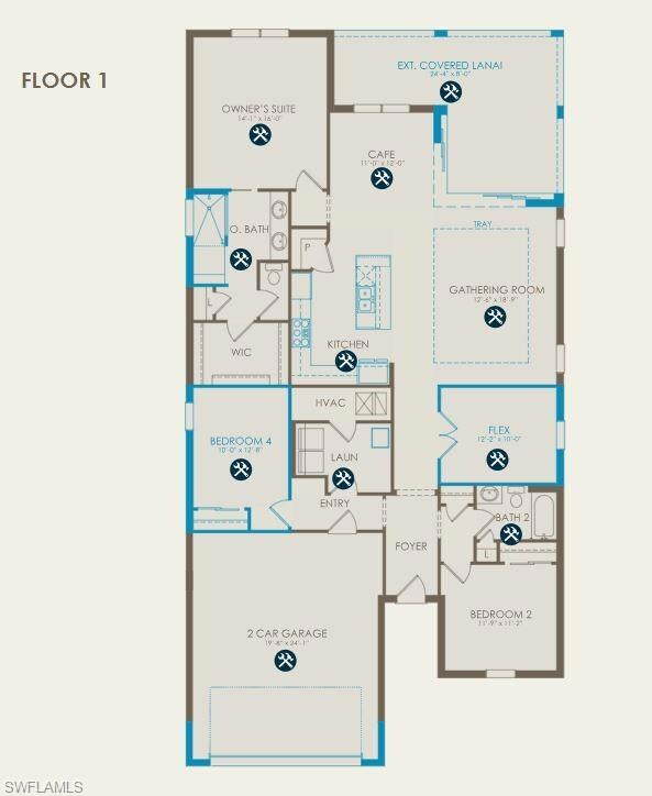 Floor plan with structural options selected