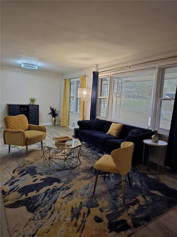Living room with wood finished floors