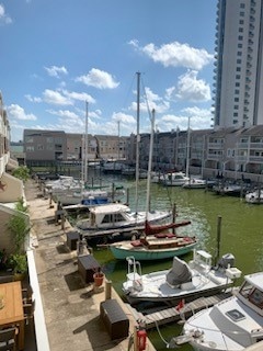 Marina view from the balcony.  Boat Slip that come