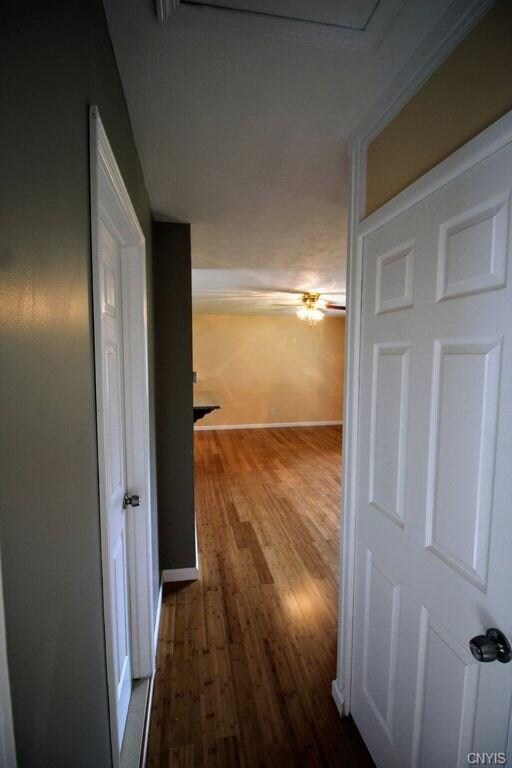 Hallway between bedrooms and bath
