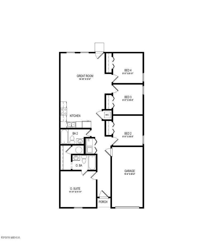 1201 1-Car - Floor Plan - BROCHURE - GRP