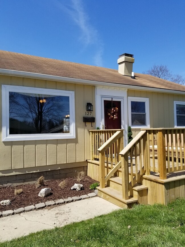 Nice big deck and fresh landscaping