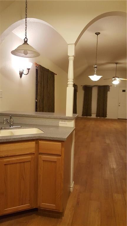 Kitchen, into dining and living room
