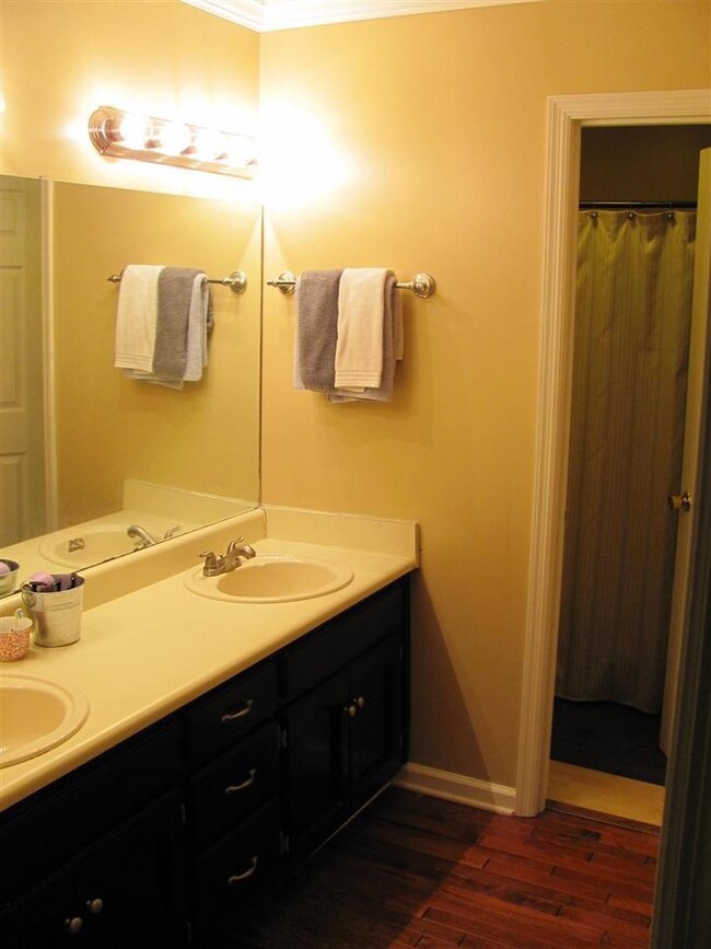 Dressing area with walk in closet and double vanity