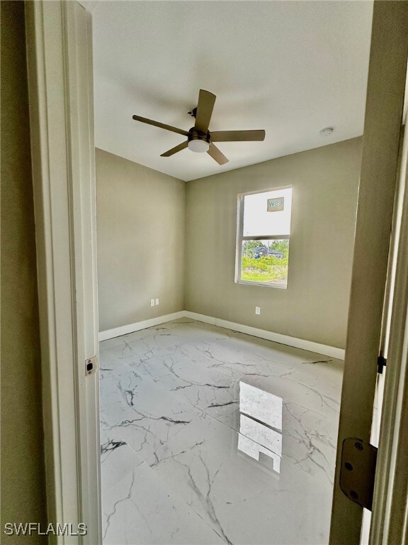 Empty room with ceiling fan