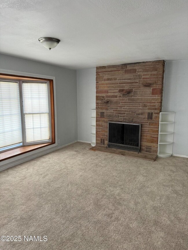 Front room with fireplace
