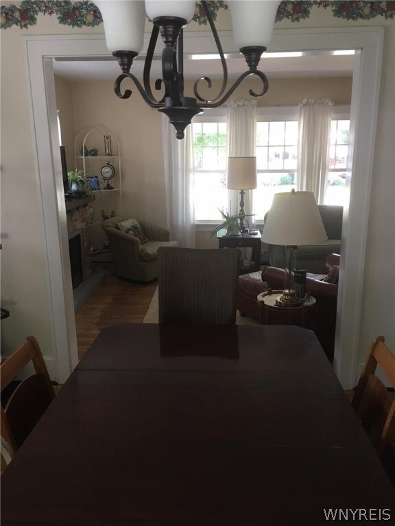 The dining room opens to the living room, to spread out for the larger gatherings!