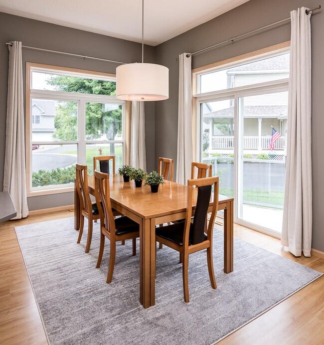Dining area with new lighting and access to mainte