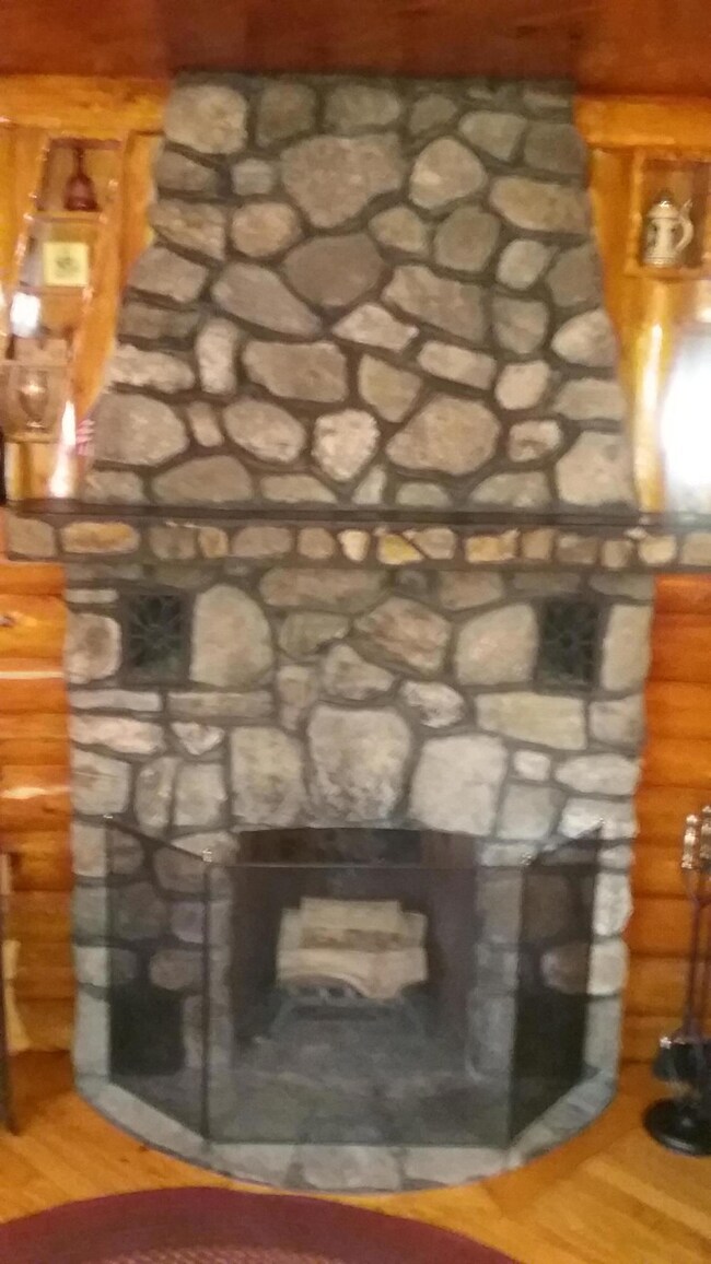 C log study room fireplace