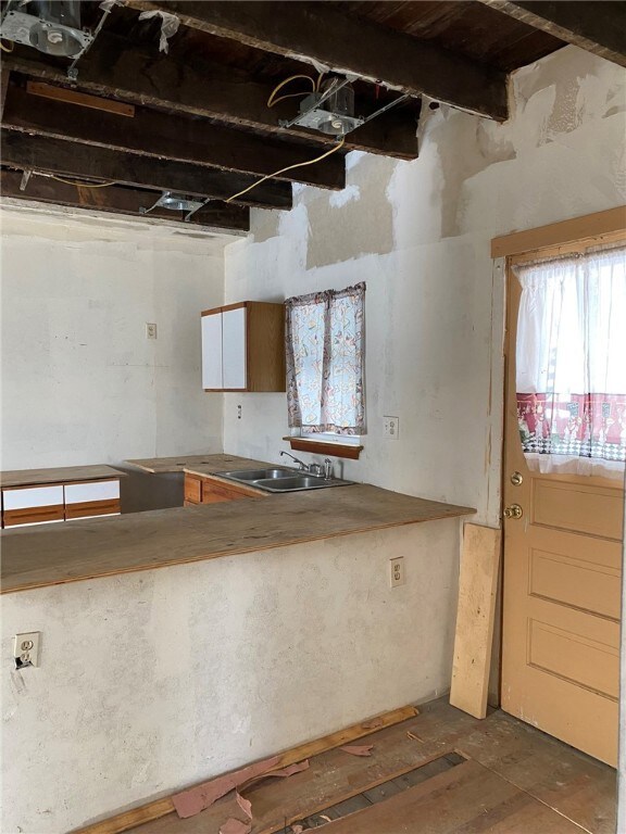 Kitchen counter and sink with window