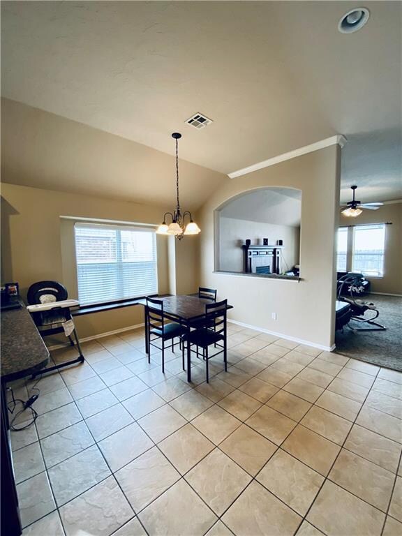 Dining open to kitchen and living room