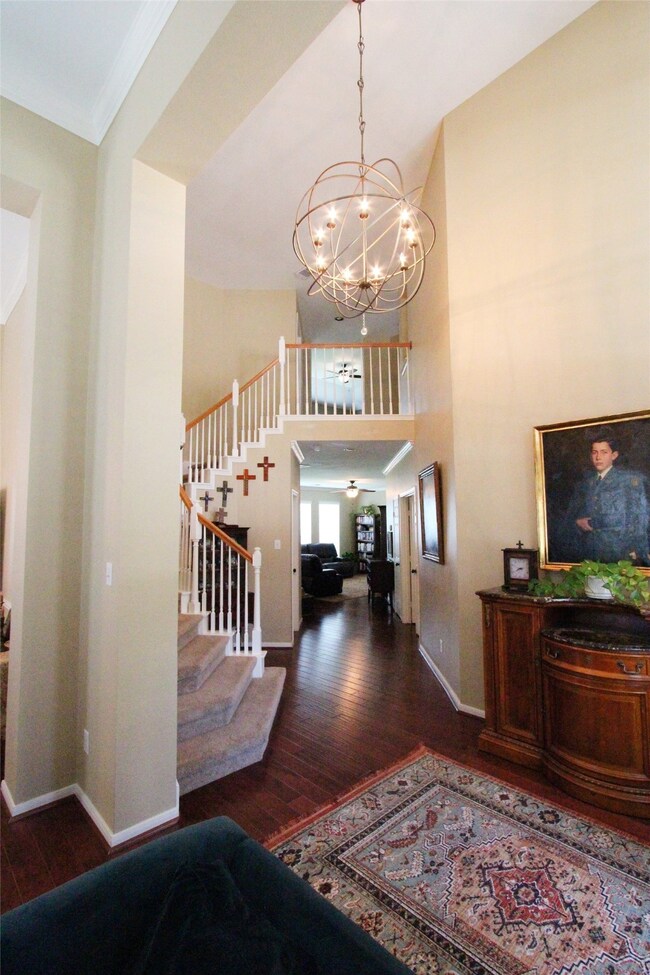 There are lovely wood floors downstairs.
