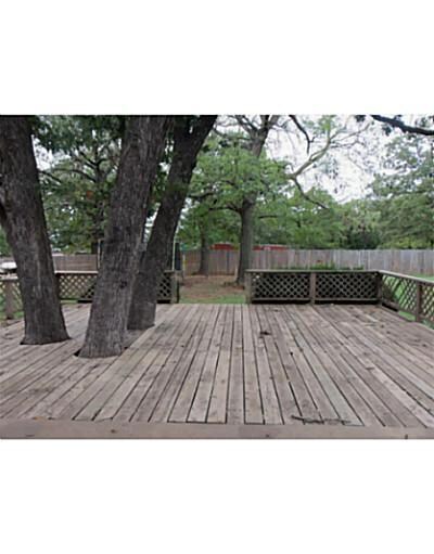 Exterior Back. large deck