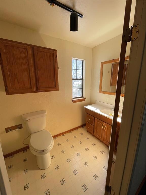 Primary Bathroom with vanity and toilet