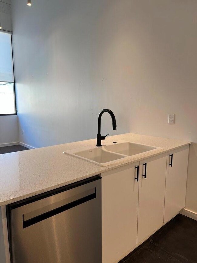 Kitchen with stainless steel dishwasher, light sto