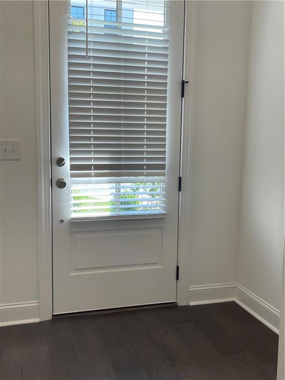 Entryway featuring plenty of natural light and wood finished floors