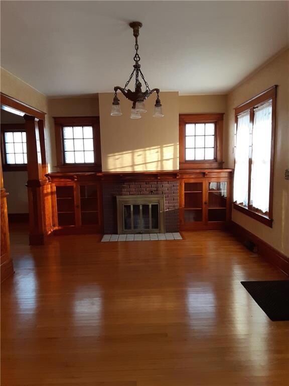 Living Room and wood burning fireplace and built i