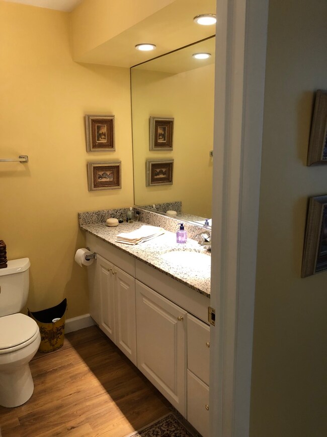 granite counter, tub with shower
