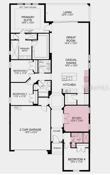 Structural options added include: a study with French doors, bathroom 3 with a shower, gourmet kitchen, a door to the laundry room from the primary closet, and an outdoor kitchen rough-in.
