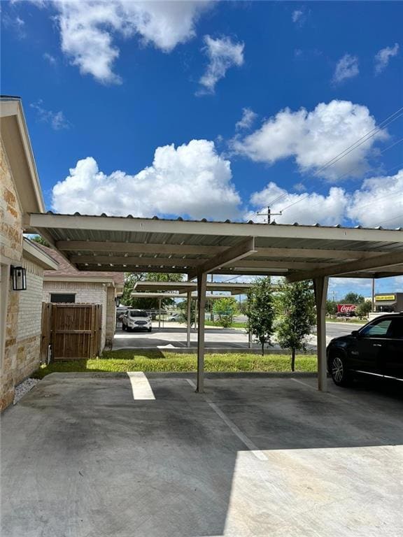 View of covered parking lot