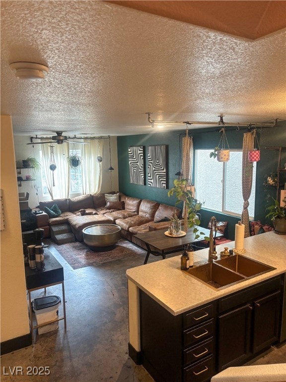 Living room featuring a wealth of natural light, f