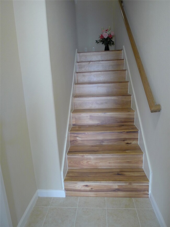 Wood staircase from the foyer.