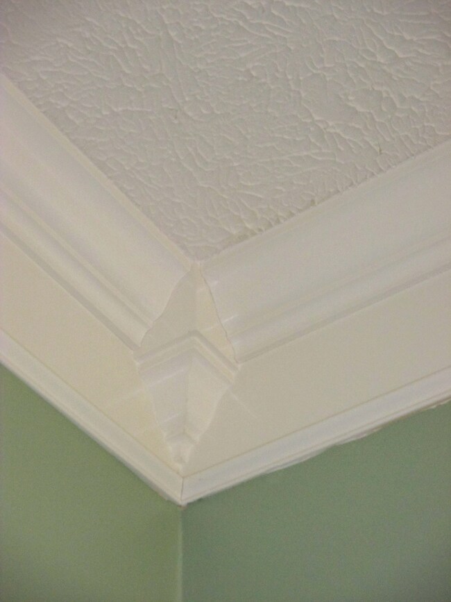 Rare, attention-grabbing crown molding in this useful living room 