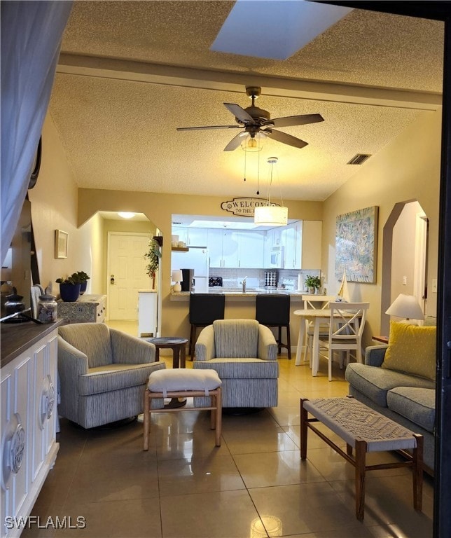 Skylight in ceiling helps contribute to bright and