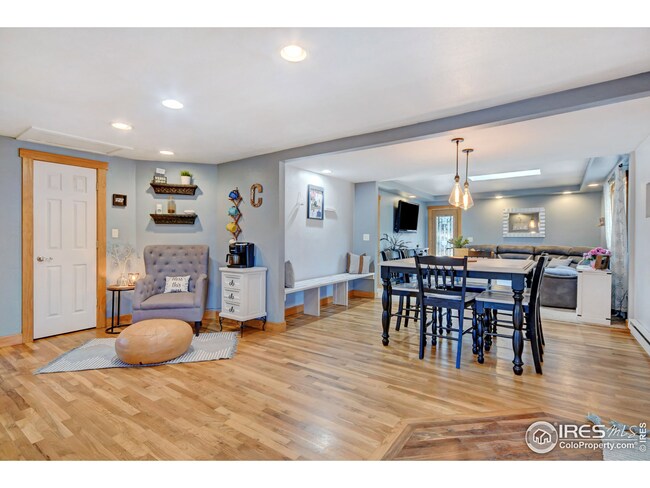Looking from the kitchen to the dining and living room.