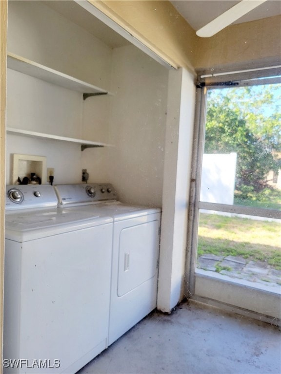 Laundry area with washing machine and dryer and a healthy amount of sunlight