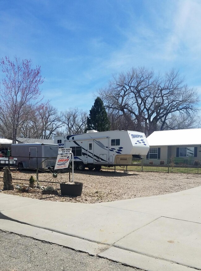 Large gravel parking area