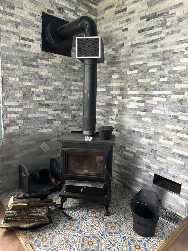 wood stove in living room