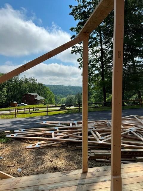 View from covered porch