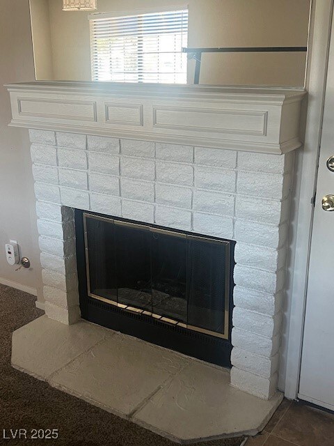 Detailed view of a brick fireplace