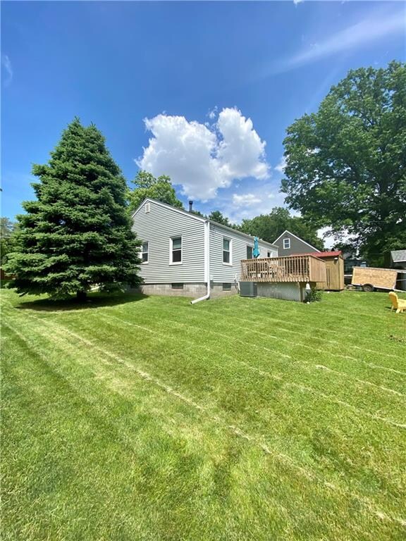 large beautiful yard and look at that deck and gor