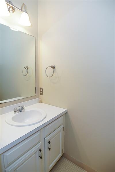 The powder room is located on the main living level.